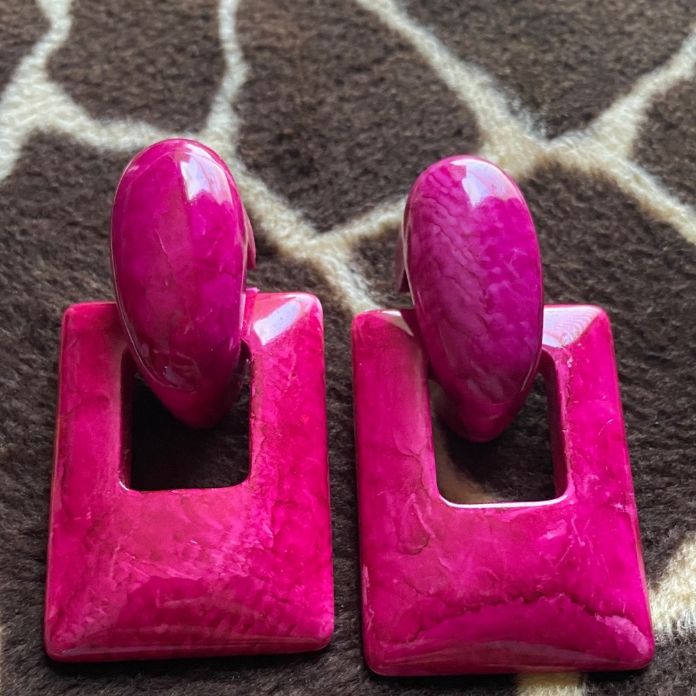 Vintage 80’s Bold Pink Geometric Earrings